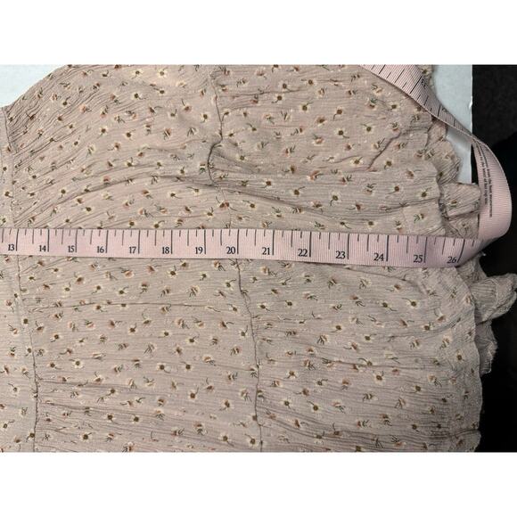 American Eagle Floral Babydoll Peplum Top M Pink Cottagecore Boho Tie Neck - Picture 3 of 5